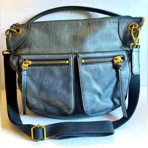 FOSSIL blue pebbled leather shoulder/crossbody bag